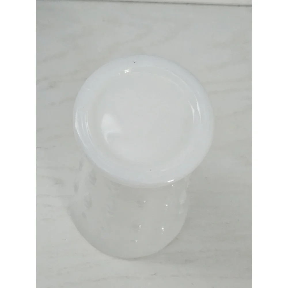 White Milk Glass Vase Teardrop and Pearls Scalloped‎ Edge Flared 7.25
